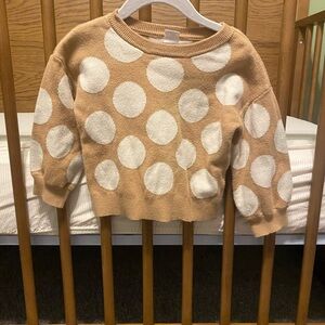 GAP Tan and White Polka Dot Toddler Sweater